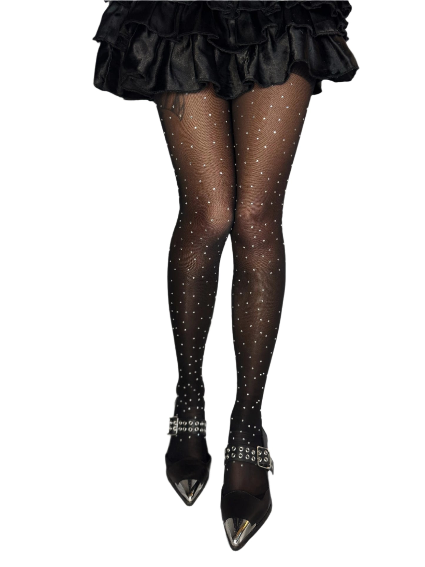 Luna Sheer Rhinestone Compression Tights 15-20 mmHg